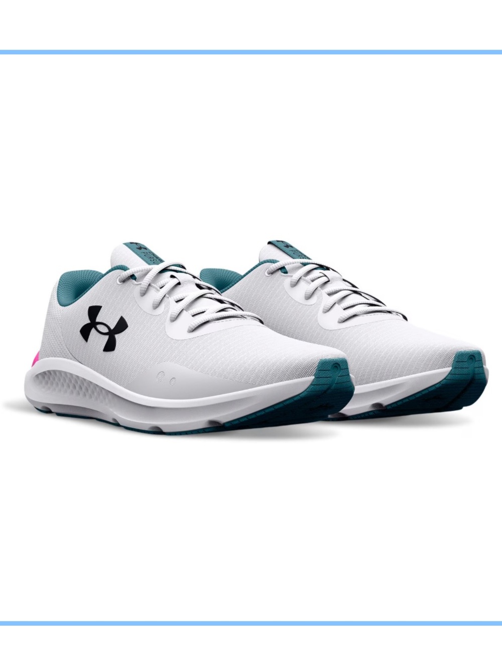 Under Armour Women’s White Running Shoe with Pink Accent